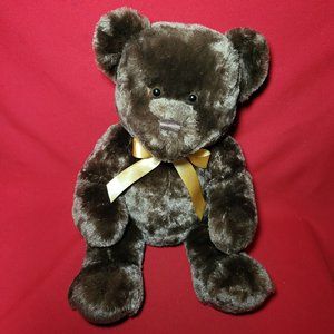 Steven Smith Dark Brown Teddy Bear 15" Stuffed Animal with Gold Ribbon